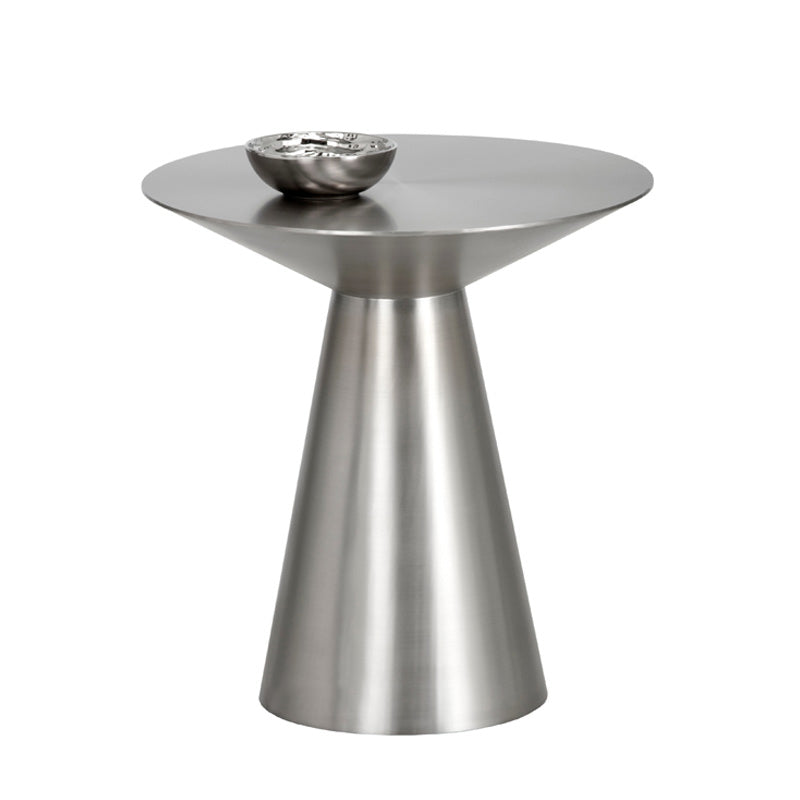 Metal Gold Round Modern Pedestal Side Table End Table for Living Room 18"L x 18"W x 20"H Silver Silver Clearhalo 'Coffee & Accent Tables' 'End & Side Tables' 'end_side_table' 'end_side_tables' 'furn' 'furn_end_side_tables' 'Furniture' 'furniture_end_side_table' 'Living Room Furniture' 5013329