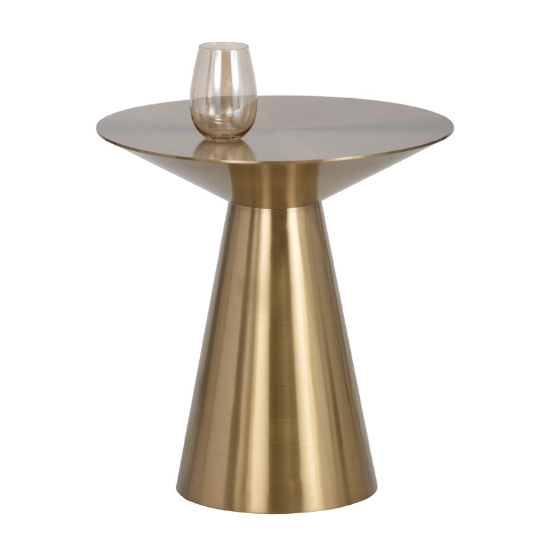 Metal Gold Round Modern Pedestal Side Table End Table for Living Room 18"L x 18"W x 20"H Gold Gold Clearhalo 'Coffee & Accent Tables' 'End & Side Tables' 'end_side_table' 'end_side_tables' 'furn' 'furn_end_side_tables' 'Furniture' 'furniture_end_side_table' 'Living Room Furniture' 5013331