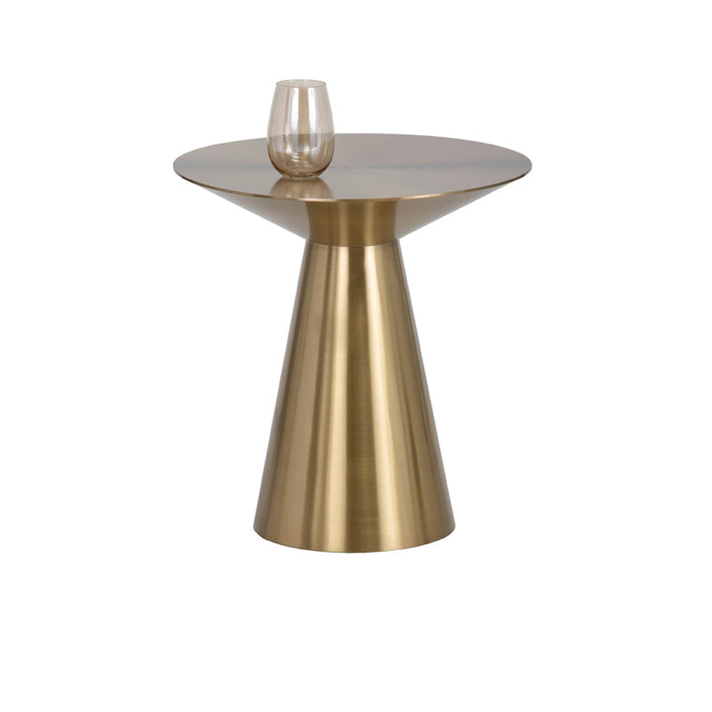 Metal Gold Round Modern Pedestal Side Table End Table for Living Room 20"L x 20"W x 22"H Gold Gold Clearhalo 'Coffee & Accent Tables' 'End & Side Tables' 'end_side_table' 'end_side_tables' 'furn' 'furn_end_side_tables' 'Furniture' 'furniture_end_side_table' 'Living Room Furniture' 5013332