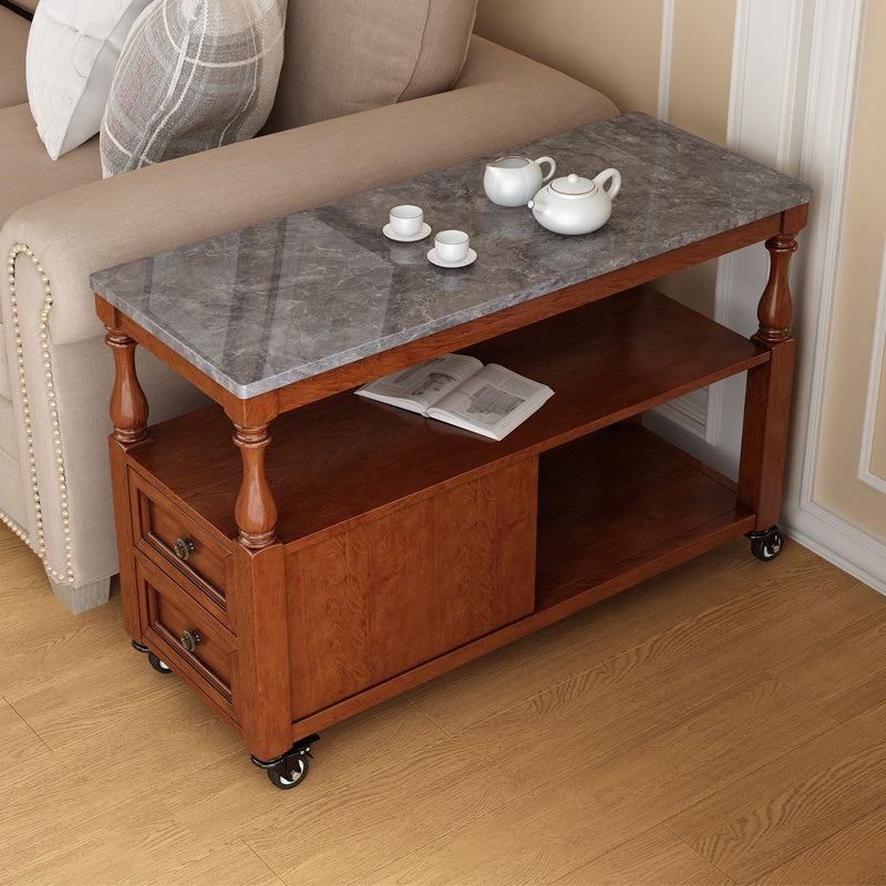 Rectangular Side Table Traditional Glossy End Table with Drawer and Shelf Clearhalo 'Coffee & Accent Tables' 'End & Side Tables' 'end_side_table' 'end_side_tables' 'furn' 'furn_end_side_tables' 'Furniture' 'furniture_end_side_table' 'Living Room Furniture' 5013342