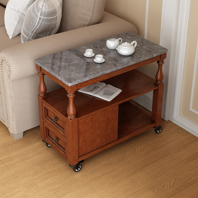 Rectangular Side Table Traditional Glossy End Table with Drawer and Shelf Clearhalo 'Coffee & Accent Tables' 'End & Side Tables' 'end_side_table' 'end_side_tables' 'furn' 'furn_end_side_tables' 'Furniture' 'furniture_end_side_table' 'Living Room Furniture' 5013350