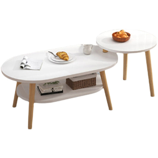 4 Legs Base Design Wood-based Finish Material Round/square Coffee Table Clearhalo 'Coffee & Accent Tables' 'Coffee Tables' 'coffee_tables' 'Furniture' 'furniture_coffee_tables' 'Living Room Furniture' 5013371