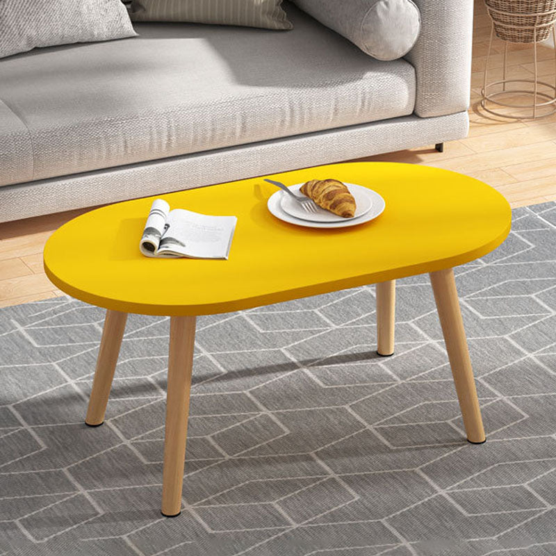 4 Legs Base Design Wood-based Finish Material Round/square Coffee Table Yellow Shelves Not Included Clearhalo 'Coffee & Accent Tables' 'Coffee Tables' 'coffee_tables' 'Furniture' 'furniture_coffee_tables' 'Living Room Furniture' 5013375