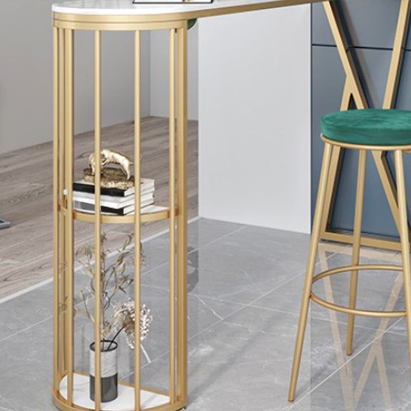 Glam Style Bar Table 42-inch Height Artificial Marble Top Bistro Table with Storage Shelf Clearhalo 'Bar Furniture' 'Bar Tables' 'bar_tables' 'furn' 'furn_bar_tables' 'Furniture' 'furniture_bar_tables' 'Kitchen & Dining Furniture' 5017474