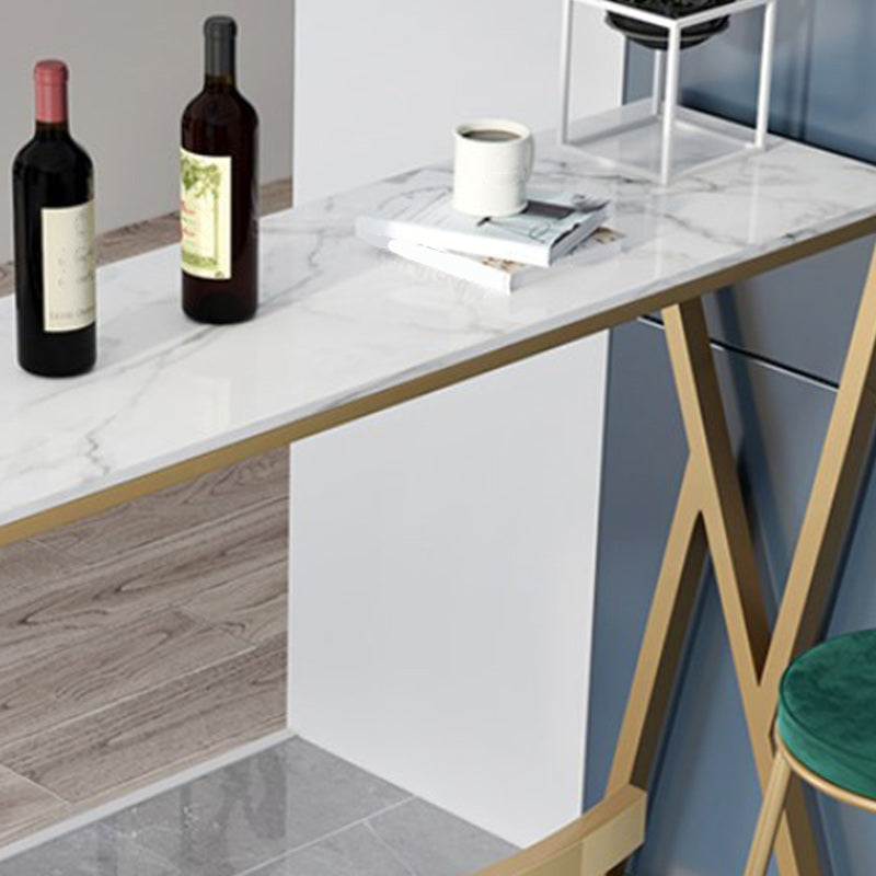 Glam Style Bar Table 42-inch Height Artificial Marble Top Bistro Table with Storage Shelf Clearhalo 'Bar Furniture' 'Bar Tables' 'bar_tables' 'furn' 'furn_bar_tables' 'Furniture' 'furniture_bar_tables' 'Kitchen & Dining Furniture' 5017475