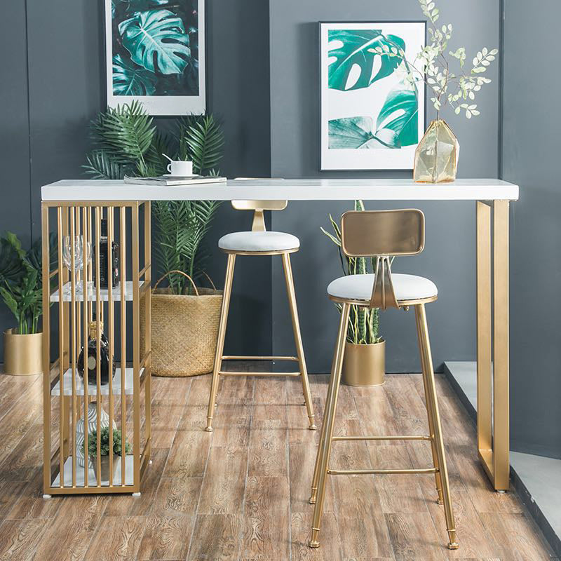 Glam Style Bar Table 42-inch Height Artificial Marble Top Bistro Table with Storage Shelf Clearhalo 'Bar Furniture' 'Bar Tables' 'bar_tables' 'furn' 'furn_bar_tables' 'Furniture' 'furniture_bar_tables' 'Kitchen & Dining Furniture' 5017477
