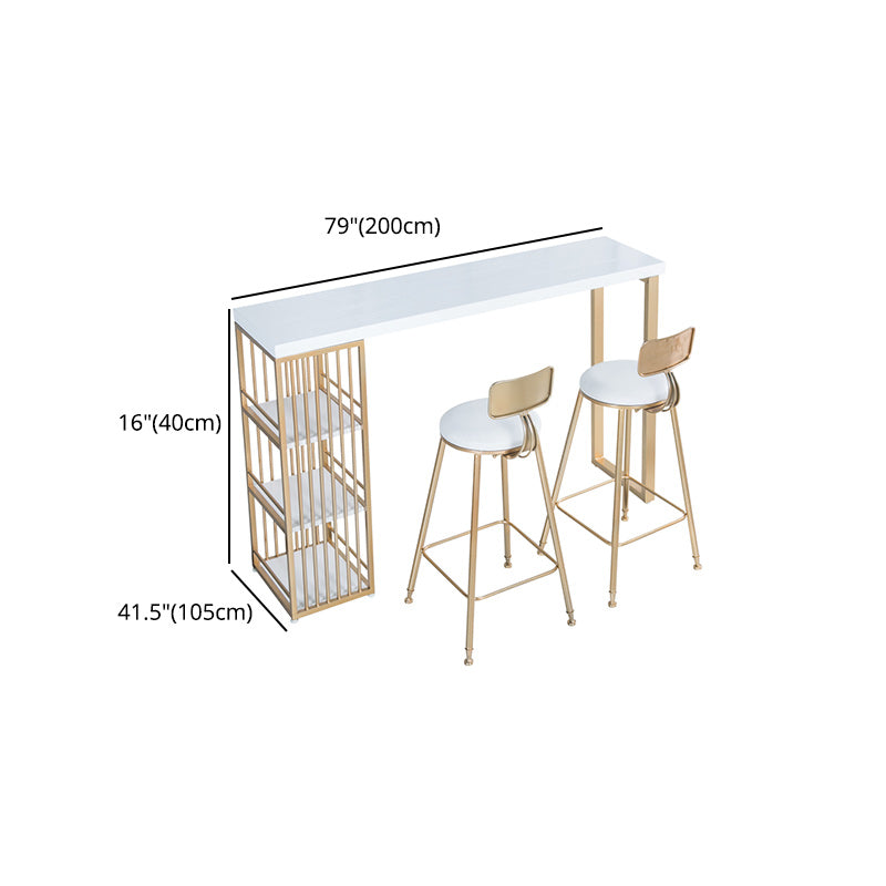 Glam Style Bar Table 42-inch Height Artificial Marble Top Bistro Table with Storage Shelf Clearhalo 'Bar Furniture' 'Bar Tables' 'bar_tables' 'furn' 'furn_bar_tables' 'Furniture' 'furniture_bar_tables' 'Kitchen & Dining Furniture' 5017479