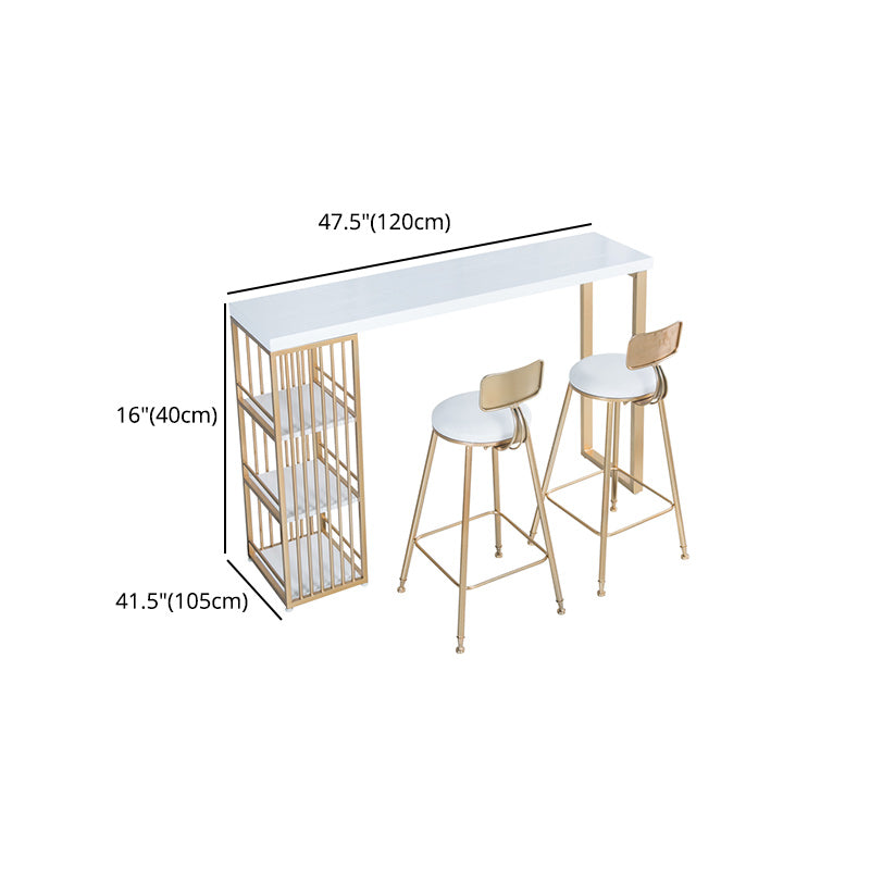 Glam Style Bar Table 42-inch Height Artificial Marble Top Bistro Table with Storage Shelf Clearhalo 'Bar Furniture' 'Bar Tables' 'bar_tables' 'furn' 'furn_bar_tables' 'Furniture' 'furniture_bar_tables' 'Kitchen & Dining Furniture' 5017483