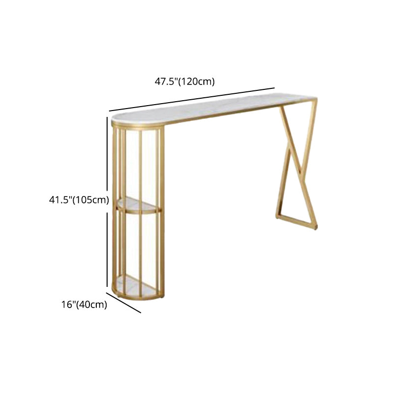 Glam Style Bar Table 42-inch Height Artificial Marble Top Bistro Table with Storage Shelf Clearhalo 'Bar Furniture' 'Bar Tables' 'bar_tables' 'furn' 'furn_bar_tables' 'Furniture' 'furniture_bar_tables' 'Kitchen & Dining Furniture' 5017488