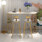 Light Luxury Oval Bar Table Stone Top Metal Pedestal Pub Table for Dining Room White-Gold 63"L x 15.7"W x 41.3"H Clearhalo 'Bar Furniture' 'Bar Tables' 'bar_tables' 'Furniture' 'furniture_bar_tables' 'Kitchen & Dining Furniture' 5017499