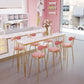 Indoor Marble Cocktail Bar Table Modern Fixed Table Gold and White Bar Height Table 47.2"L x 15.7"W x 41.3"H Without Chairs Clearhalo 'Bar Furniture' 'Bar Tables' 'bar_tables' 'furn' 'furn_bar_tables' 'Furniture' 'furniture_bar_tables' 'Kitchen & Dining Furniture' 5017510