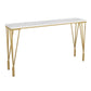 Indoor Marble Cocktail Bar Table Modern Fixed Table Gold and White Bar Height Table 78.7"L x 15.7"W x 41.3"H Without Chairs Clearhalo 'Bar Furniture' 'Bar Tables' 'bar_tables' 'furn' 'furn_bar_tables' 'Furniture' 'furniture_bar_tables' 'Kitchen & Dining Furniture' 5017511