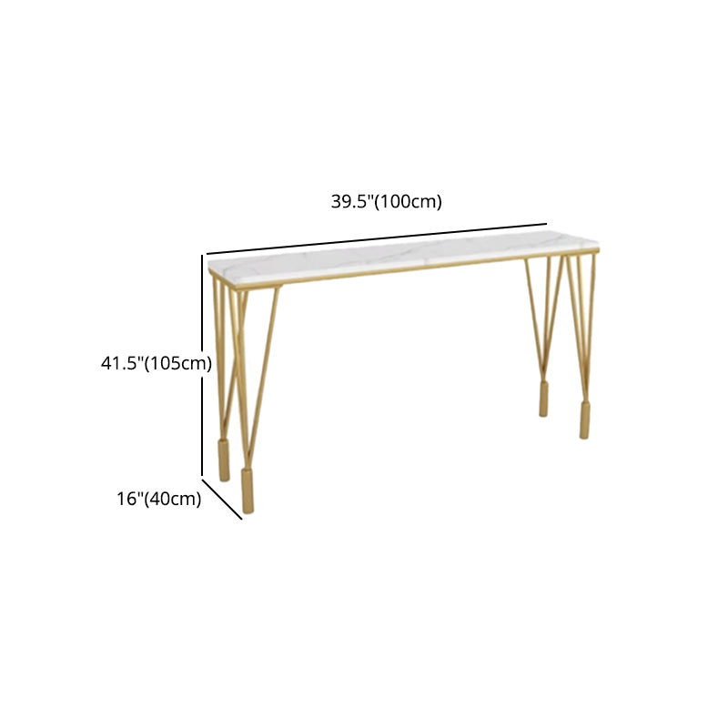 Indoor Marble Cocktail Bar Table Modern Fixed Table Gold and White Bar Height Table Clearhalo 'Bar Furniture' 'Bar Tables' 'bar_tables' 'furn' 'furn_bar_tables' 'Furniture' 'furniture_bar_tables' 'Kitchen & Dining Furniture' 5017516