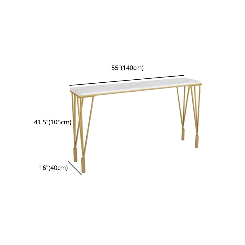 Indoor Marble Cocktail Bar Table Modern Fixed Table Gold and White Bar Height Table Clearhalo 'Bar Furniture' 'Bar Tables' 'bar_tables' 'furn' 'furn_bar_tables' 'Furniture' 'furniture_bar_tables' 'Kitchen & Dining Furniture' 5017518