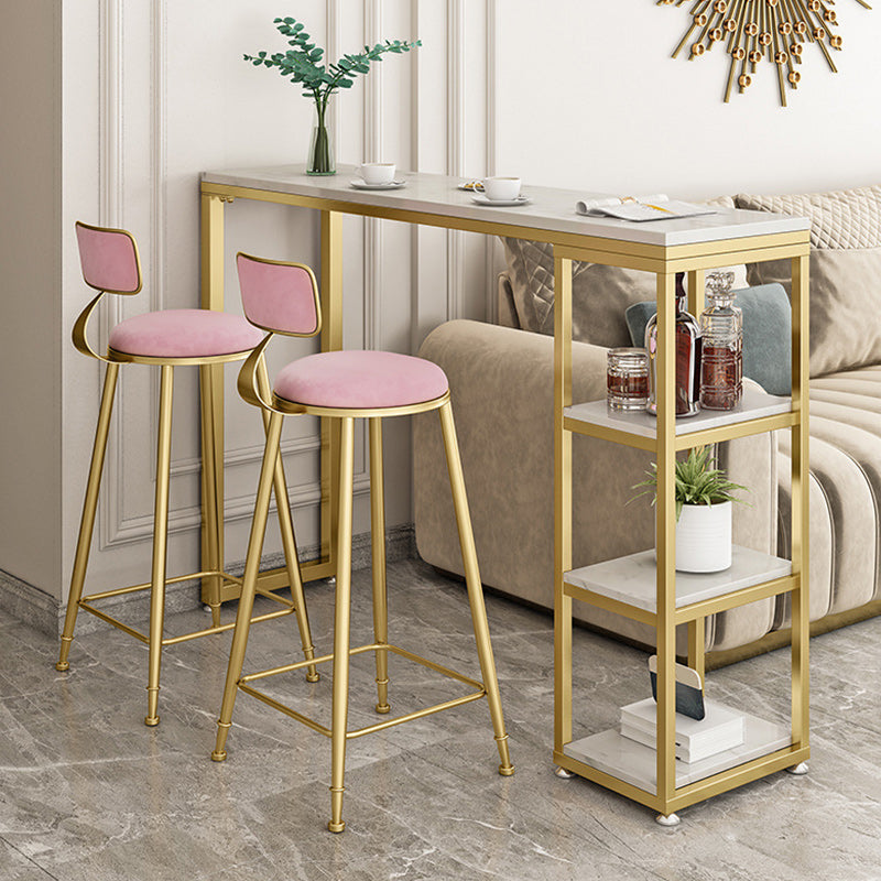 Glam Style Bar Table 42-inch Height Artificial Marble Top Bistro Table 39.4"L x 15.7"W x 41.3"H White Without Chairs Clearhalo 'Bar Furniture' 'Bar Tables' 'bar_tables' 'furn' 'furn_bar_tables' 'Furniture' 'furniture_bar_tables' 'Kitchen & Dining Furniture' 5017523