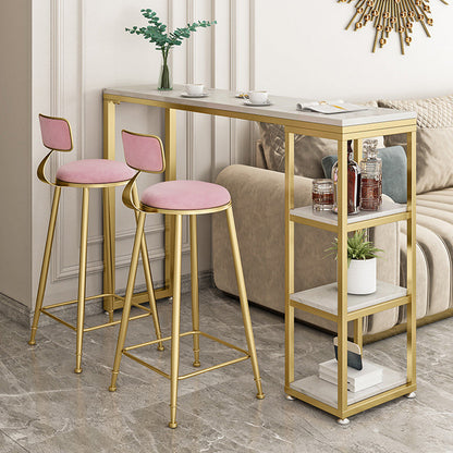 Glam Style Bar Table 42-inch Height Artificial Marble Top Bistro Table 39.4"L x 15.7"W x 41.3"H White Without Chairs Clearhalo 'Bar Furniture' 'Bar Tables' 'bar_tables' 'furn' 'furn_bar_tables' 'Furniture' 'furniture_bar_tables' 'Kitchen & Dining Furniture' 5017523