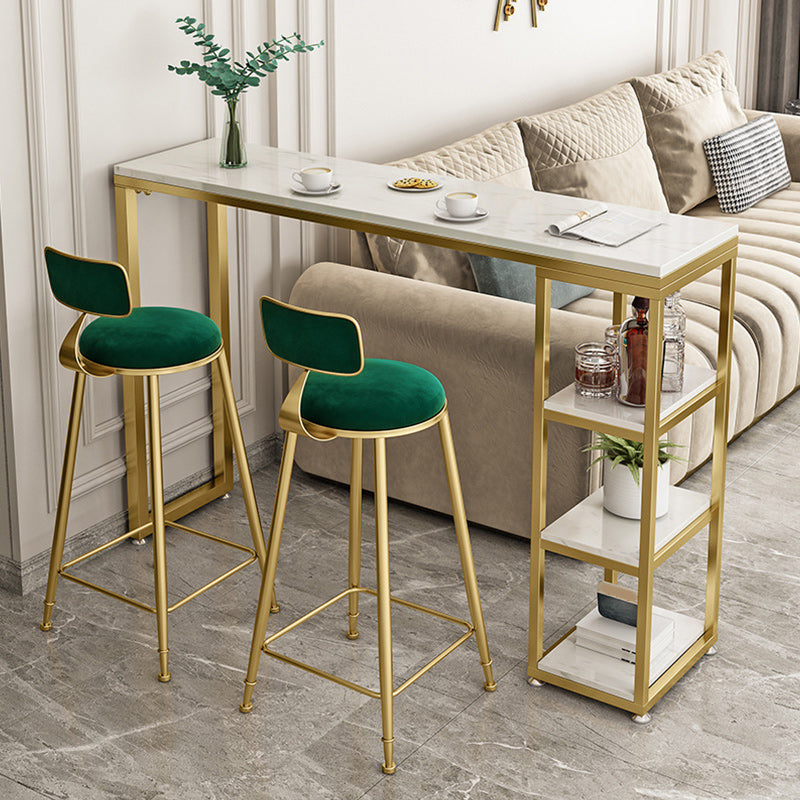 Glam Style Bar Table 42-inch Height Artificial Marble Top Bistro Table 47.2"L x 15.7"W x 41.3"H White Without Chairs Clearhalo 'Bar Furniture' 'Bar Tables' 'bar_tables' 'furn' 'furn_bar_tables' 'Furniture' 'furniture_bar_tables' 'Kitchen & Dining Furniture' 5017524
