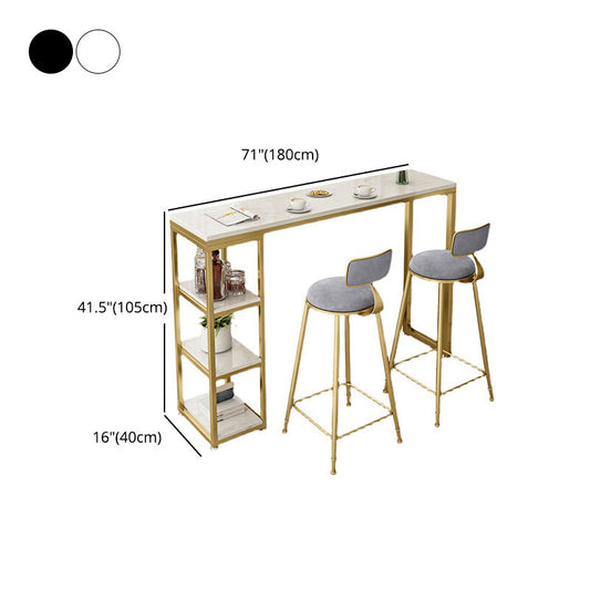 Glam Style Bar Table 42-inch Height Artificial Marble Top Bistro Table Clearhalo 'Bar Furniture' 'Bar Tables' 'bar_tables' 'furn' 'furn_bar_tables' 'Furniture' 'furniture_bar_tables' 'Kitchen & Dining Furniture' 5017532
