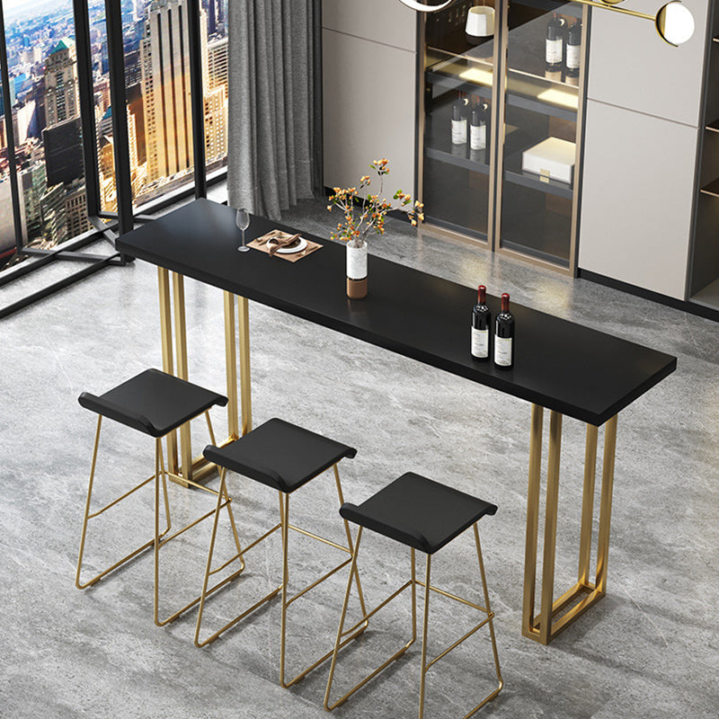 Contemporary Gold Event and Cocktail Table Wood Sled Rectangle Counter Table Black Without Chairs Clearhalo 'Bar Furniture' 'Bar Tables' 'bar_tables' 'furn' 'furn_bar_tables' 'Furniture' 'furniture_bar_tables' 'Kitchen & Dining Furniture' 5017554