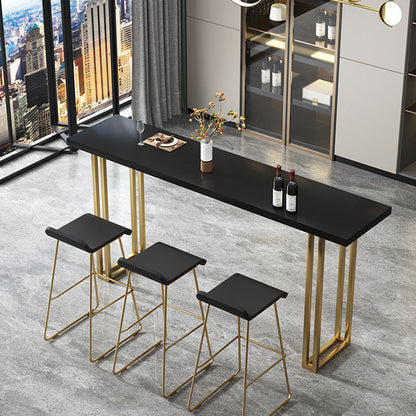Contemporary Gold Event and Cocktail Table Wood Sled Rectangle Counter Table Black Without Chairs Clearhalo 'Bar Furniture' 'Bar Tables' 'bar_tables' 'furn' 'furn_bar_tables' 'Furniture' 'furniture_bar_tables' 'Kitchen & Dining Furniture' 5017554
