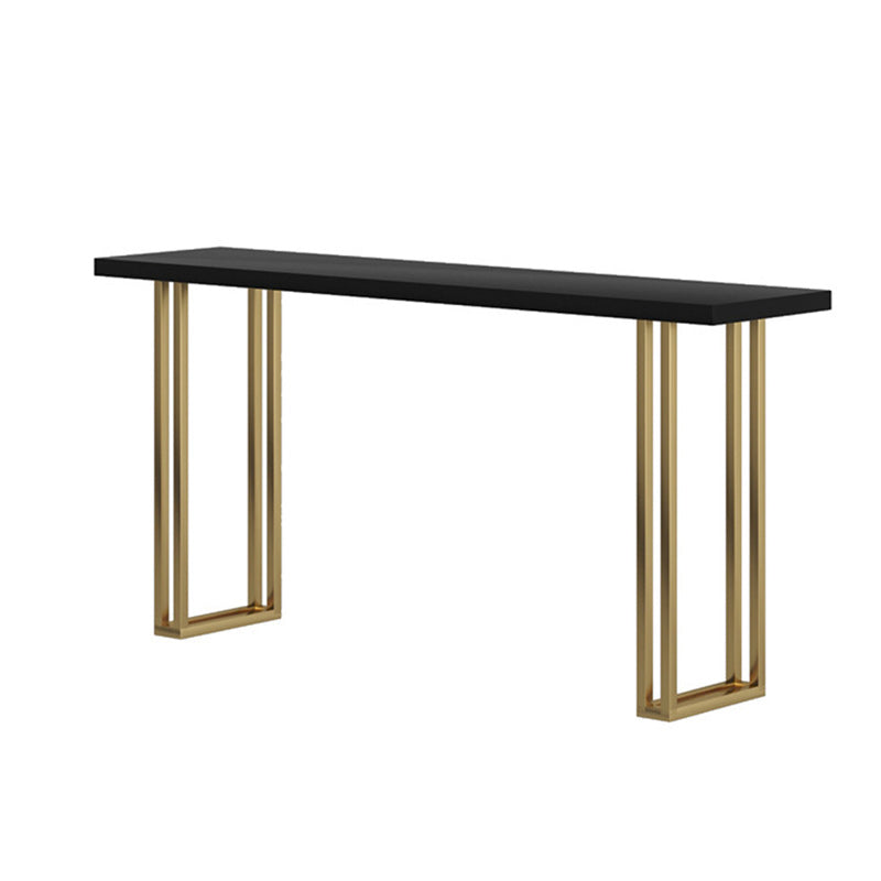 Contemporary Gold Event and Cocktail Table Wood Sled Rectangle Counter Table 118.1"L x 15.7"W x 41.3"H Black Without Chairs Clearhalo 'Bar Furniture' 'Bar Tables' 'bar_tables' 'furn' 'furn_bar_tables' 'Furniture' 'furniture_bar_tables' 'Kitchen & Dining Furniture' 5017556