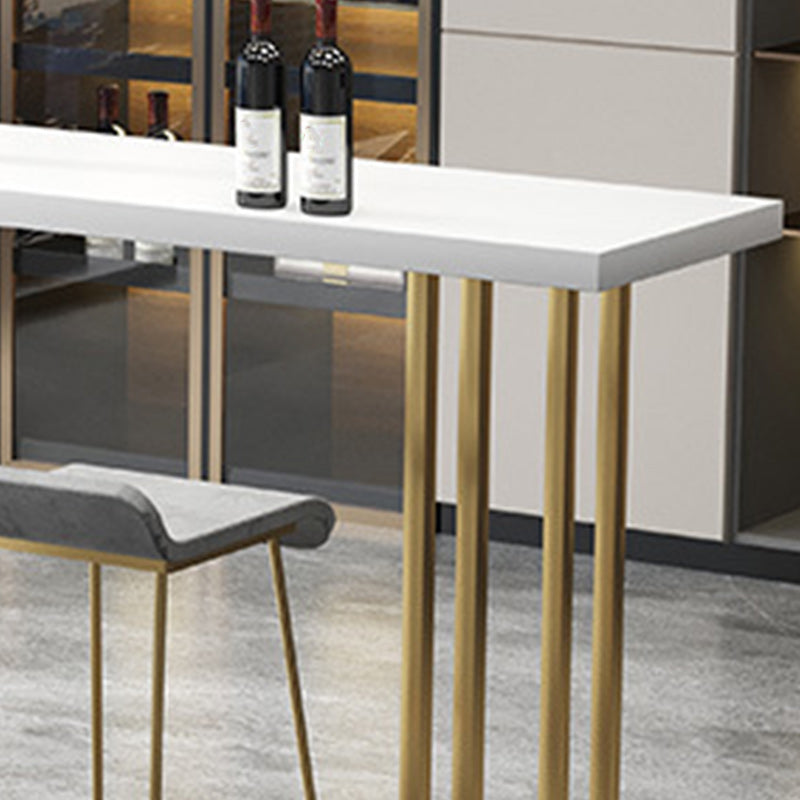Contemporary Gold Event and Cocktail Table Wood Sled Rectangle Counter Table Clearhalo 'Bar Furniture' 'Bar Tables' 'bar_tables' 'furn' 'furn_bar_tables' 'Furniture' 'furniture_bar_tables' 'Kitchen & Dining Furniture' 5017558