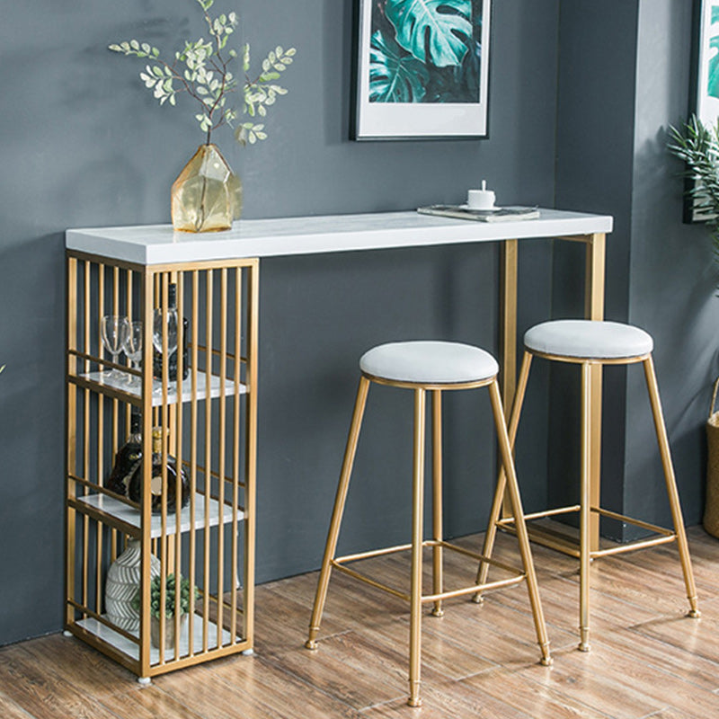 Glam Style Rectangle Counter Table 44-inch Height Solid Wood Top Bar Table 71"L x 16"W x 43"H Without Chairs Clearhalo 'Bar Furniture' 'Bar Tables' 'bar_tables' 'furn' 'furn_bar_tables' 'Furniture' 'furniture_bar_tables' 'Kitchen & Dining Furniture' 5017574