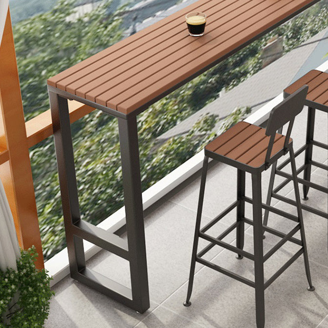 Wood Top Bar Table Industrial Bar Dining Table with Trestle Base Clearhalo 'Bar Furniture' 'Bar Tables' 'bar_tables' 'furn' 'furn_bar_tables' 'Furniture' 'furniture_bar_tables' 'Kitchen & Dining Furniture' 5017607