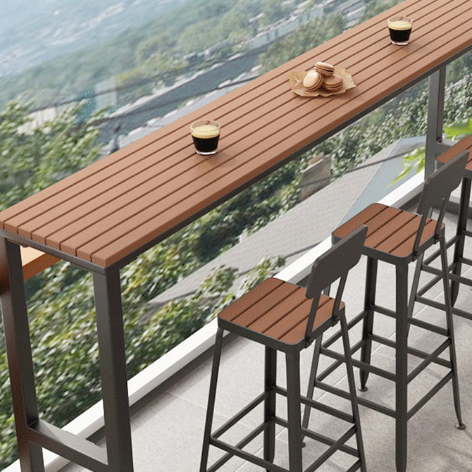 Wood Top Bar Table Industrial Bar Dining Table with Trestle Base Clearhalo 'Bar Furniture' 'Bar Tables' 'bar_tables' 'furn' 'furn_bar_tables' 'Furniture' 'furniture_bar_tables' 'Kitchen & Dining Furniture' 5017608