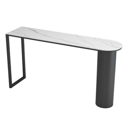 Minimalism Bar Table 42-inch Height Stone Top and Metal Base Bistro Table White-Black Without Chairs Clearhalo 'Bar Furniture' 'Bar Tables' 'bar_tables' 'furn' 'furn_bar_tables' 'Furniture' 'furniture_bar_tables' 'Kitchen & Dining Furniture' 5017622