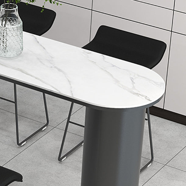 Minimalism Bar Table 42-inch Height Stone Top and Metal Base Bistro Table Clearhalo 'Bar Furniture' 'Bar Tables' 'bar_tables' 'furn' 'furn_bar_tables' 'Furniture' 'furniture_bar_tables' 'Kitchen & Dining Furniture' 5017623