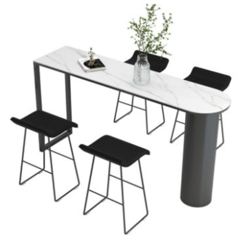 Minimalism Bar Table 42-inch Height Stone Top and Metal Base Bistro Table Clearhalo 'Bar Furniture' 'Bar Tables' 'bar_tables' 'furn' 'furn_bar_tables' 'Furniture' 'furniture_bar_tables' 'Kitchen & Dining Furniture' 5017625