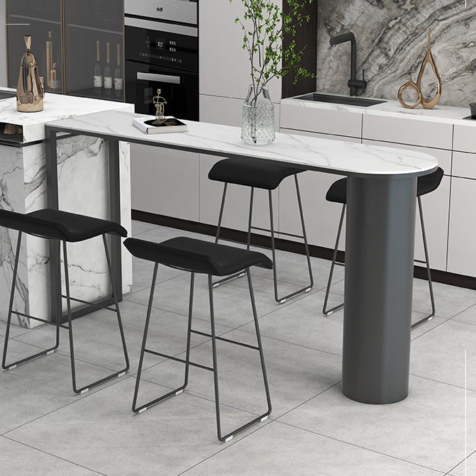 Minimalism Bar Table 42-inch Height Stone Top and Metal Base Bistro Table Clearhalo 'Bar Furniture' 'Bar Tables' 'bar_tables' 'furn' 'furn_bar_tables' 'Furniture' 'furniture_bar_tables' 'Kitchen & Dining Furniture' 5017626