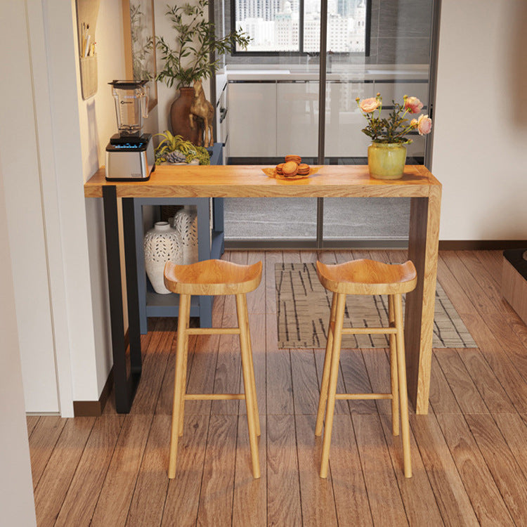 Rectangle Bar Dining Table Contemporary Wood Bar Table with Sled Base 63"L x 15.7"W x 41.3"H Without Chairs Clearhalo 'Bar Furniture' 'Bar Tables' 'bar_tables' 'furn' 'furn_bar_tables' 'Furniture' 'furniture_bar_tables' 'Kitchen & Dining Furniture' 5017634