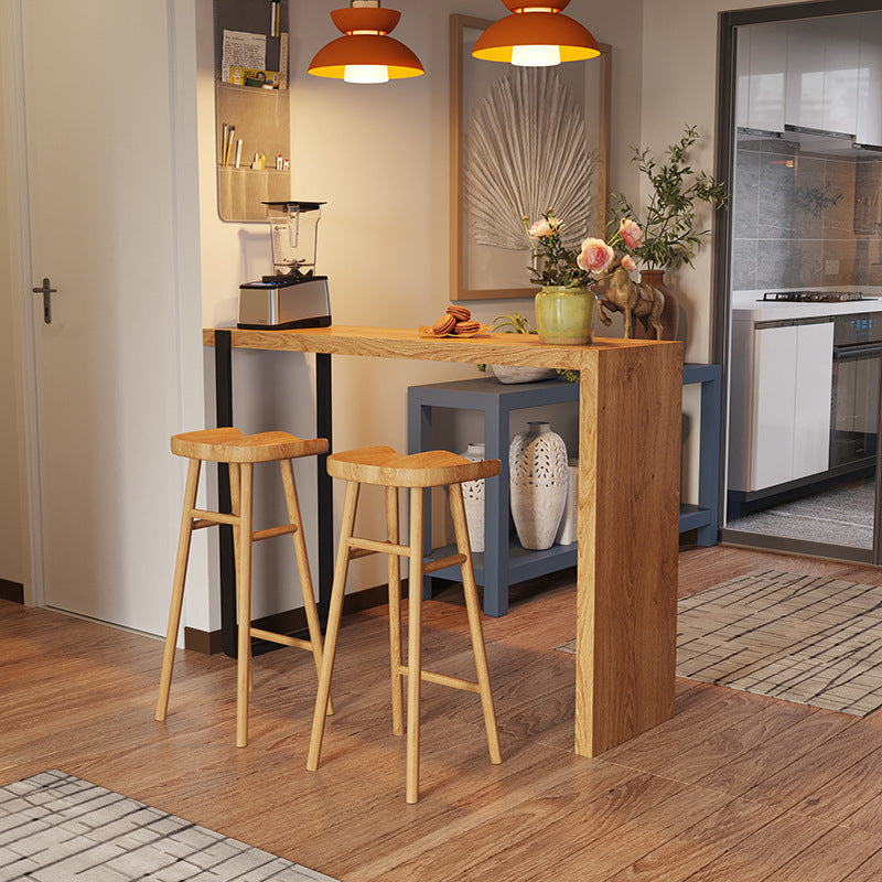Rectangle Bar Dining Table Contemporary Wood Bar Table with Sled Base 55.1"L x 15.7"W x 41.3"H Without Chairs Clearhalo 'Bar Furniture' 'Bar Tables' 'bar_tables' 'furn' 'furn_bar_tables' 'Furniture' 'furniture_bar_tables' 'Kitchen & Dining Furniture' 5017635