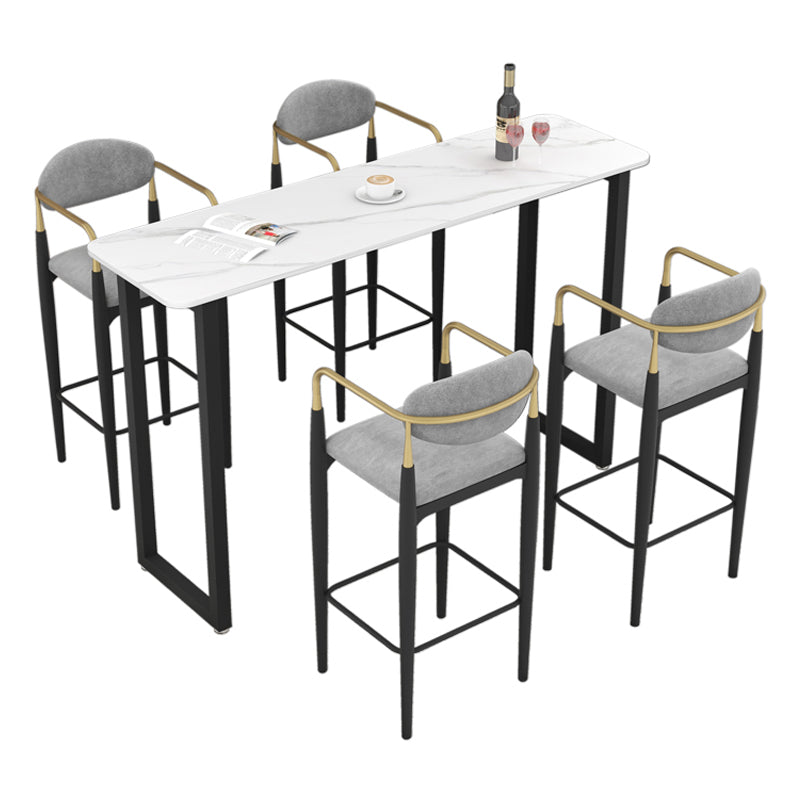 Modern Style Bar Table 42-inch Height Stone Top and Metal Pedestal Bistro Table Clearhalo 'Bar Furniture' 'Bar Tables' 'bar_tables' 'furn' 'furn_bar_tables' 'Furniture' 'furniture_bar_tables' 'Kitchen & Dining Furniture' 5017674