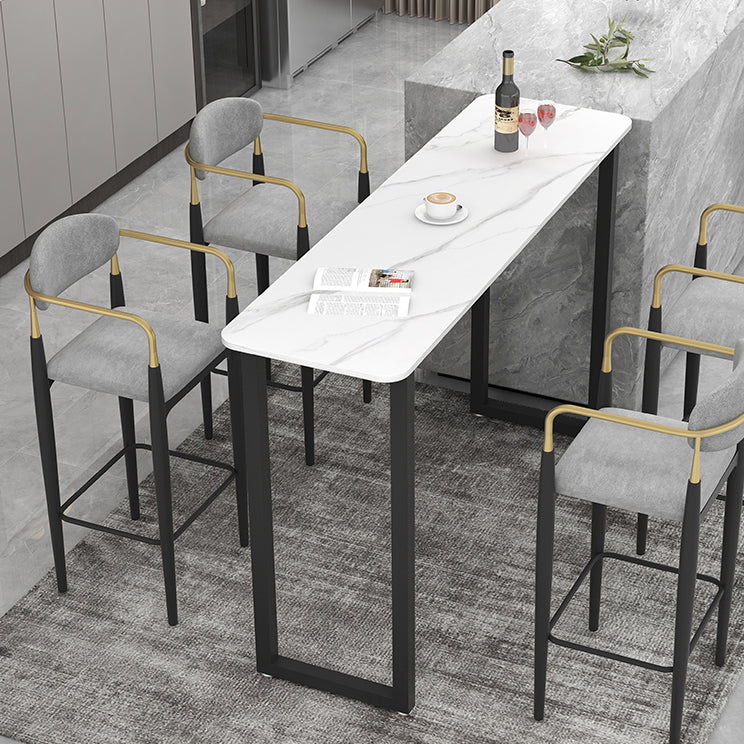 Modern Style Bar Table 42-inch Height Stone Top and Metal Pedestal Bistro Table Clearhalo 'Bar Furniture' 'Bar Tables' 'bar_tables' 'furn' 'furn_bar_tables' 'Furniture' 'furniture_bar_tables' 'Kitchen & Dining Furniture' 5017675