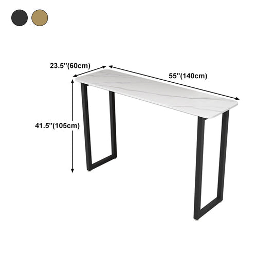 Modern Style Bar Table 42-inch Height Stone Top and Metal Pedestal Bistro Table Clearhalo 'Bar Furniture' 'Bar Tables' 'bar_tables' 'furn' 'furn_bar_tables' 'Furniture' 'furniture_bar_tables' 'Kitchen & Dining Furniture' 5017689