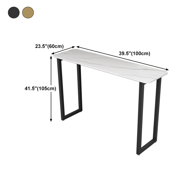 Modern Style Bar Table 42-inch Height Stone Top and Metal Pedestal Bistro Table Clearhalo 'Bar Furniture' 'Bar Tables' 'bar_tables' 'furn' 'furn_bar_tables' 'Furniture' 'furniture_bar_tables' 'Kitchen & Dining Furniture' 5017691