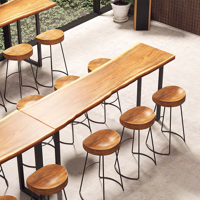 Pine Wood Bar Table Brown Industrial Bar Dining Table with Sled Base Clearhalo 'Bar Furniture' 'Bar Tables' 'bar_tables' 'furn' 'furn_bar_tables' 'Furniture' 'furniture_bar_tables' 'Kitchen & Dining Furniture' 5017693