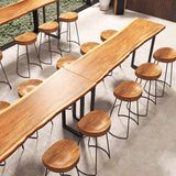 Pine Wood Bar Table Brown Industrial Bar Dining Table with Sled Base Clearhalo 'Bar Furniture' 'Bar Tables' 'bar_tables' 'furn' 'furn_bar_tables' 'Furniture' 'furniture_bar_tables' 'Kitchen & Dining Furniture' 5017694