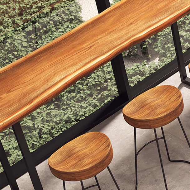 Pine Wood Bar Table Brown Industrial Bar Dining Table with Sled Base Clearhalo 'Bar Furniture' 'Bar Tables' 'bar_tables' 'furn' 'furn_bar_tables' 'Furniture' 'furniture_bar_tables' 'Kitchen & Dining Furniture' 5017698