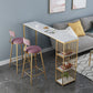 Artificial Marble Bar Table 42-inch Height Top Glam Style Bistro Table 70.9"L x 15.7"W x 41.3"H White Without Chairs Clearhalo 'Bar Furniture' 'Bar Tables' 'bar_tables' 'furn' 'furn_bar_tables' 'Furniture' 'furniture_bar_tables' 'Kitchen & Dining Furniture' 5017744