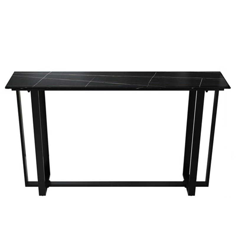 Modern Rectangle Hall/Pub Table Stone Bistro Bar Height Cocktail Table Black Without Chairs Clearhalo 'Bar Furniture' 'Bar Tables' 'bar_tables' 'furn' 'furn_bar_tables' 'Furniture' 'furniture_bar_tables' 'Kitchen & Dining Furniture' 5017769