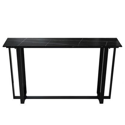Modern Rectangle Hall/Pub Table Stone Bistro Bar Height Cocktail Table Black Without Chairs Clearhalo 'Bar Furniture' 'Bar Tables' 'bar_tables' 'furn' 'furn_bar_tables' 'Furniture' 'furniture_bar_tables' 'Kitchen & Dining Furniture' 5017769
