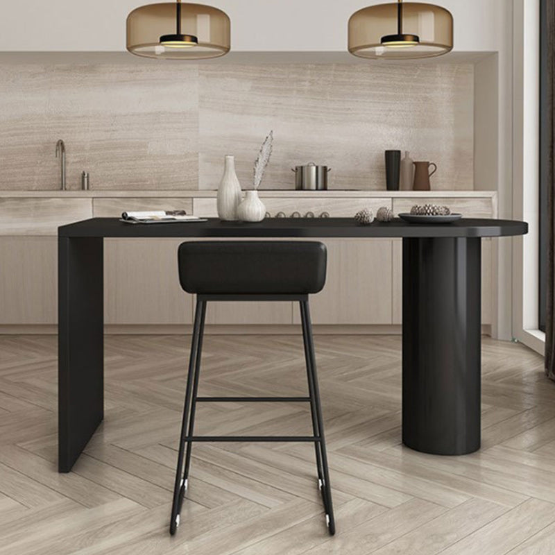 Contemporary Oval Wood Top Counter Table Solid Wood Pedestal Bar Table Black Without Chairs Clearhalo 'Bar Furniture' 'Bar Tables' 'bar_tables' 'furn' 'furn_bar_tables' 'Furniture' 'furniture_bar_tables' 'Kitchen & Dining Furniture' 5017781