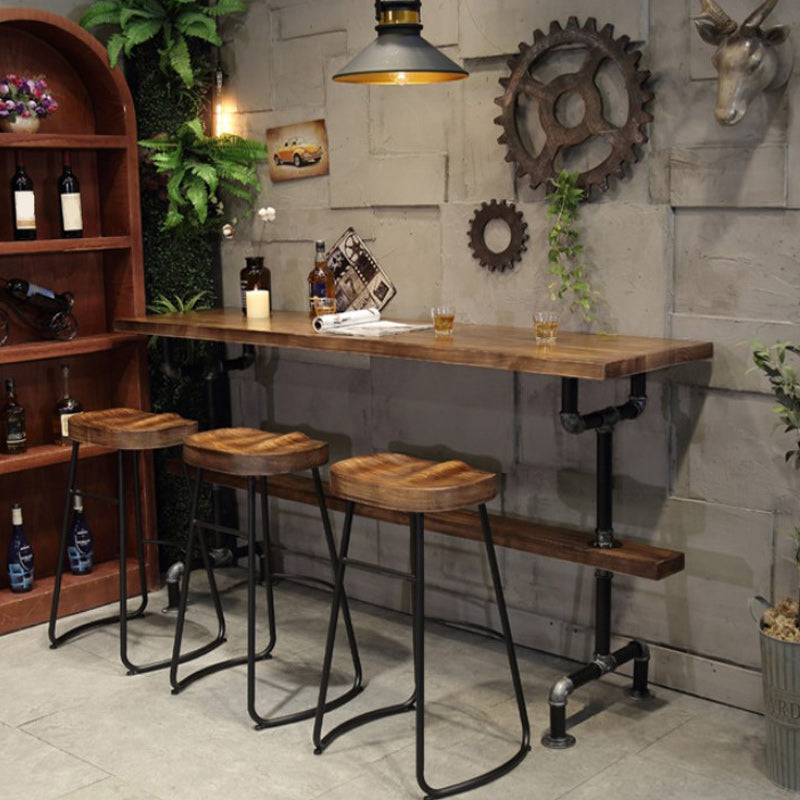 Rectangle Wood Top Bar Table 42-inch Height Industrial Style Bar Table 78.7"L x 17.7"W x 41.3"H Without Chairs Clearhalo 'Bar Furniture' 'Bar Tables' 'bar_tables' 'furn' 'furn_bar_tables' 'Furniture' 'furniture_bar_tables' 'Kitchen & Dining Furniture' 5017794