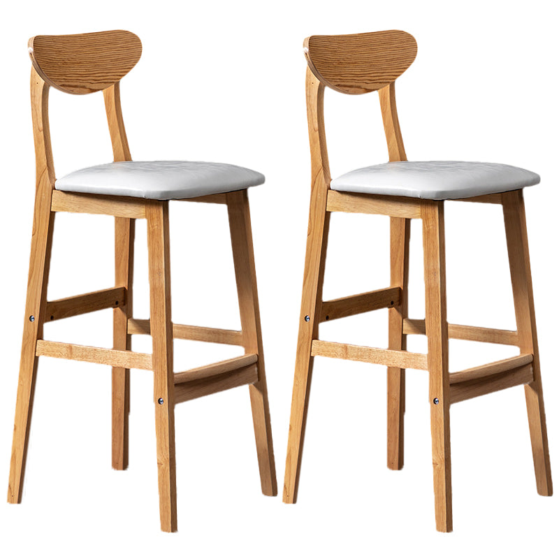 Rubberwood Coffee Shop Scandinavian Stool Matte Finish Upholstered Bar Stools White 2 Piece Set Clearhalo 'Bar Furniture' 'Bar Stools' 'bar_stools' 'furn' 'furn_bar_stools' 'Furniture' 'furniture_bar_stools' 'Kitchen & Dining Furniture' 5017815