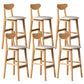 Rubberwood Coffee Shop Scandinavian Stool Matte Finish Upholstered Bar Stools Off-White 6 Piece Set Clearhalo 'Bar Furniture' 'Bar Stools' 'bar_stools' 'furn' 'furn_bar_stools' 'Furniture' 'furniture_bar_stools' 'Kitchen & Dining Furniture' 5017829