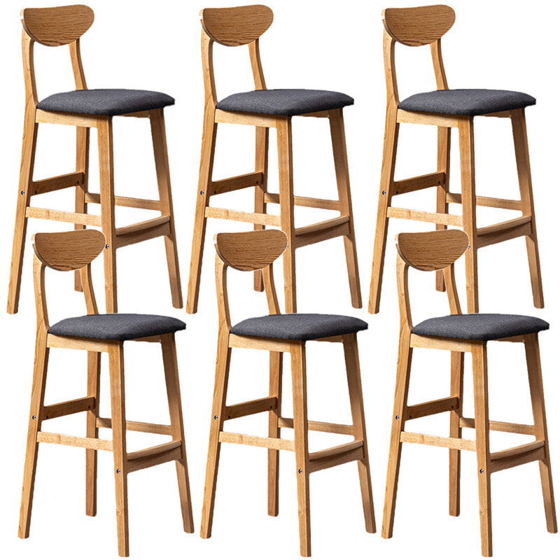 Rubberwood Coffee Shop Scandinavian Stool Matte Finish Upholstered Bar Stools Dark Gray 6 Piece Set Clearhalo 'Bar Furniture' 'Bar Stools' 'bar_stools' 'furn' 'furn_bar_stools' 'Furniture' 'furniture_bar_stools' 'Kitchen & Dining Furniture' 5017837